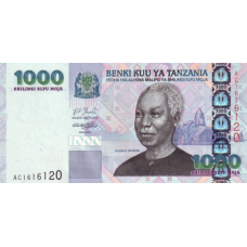 P36a Tanzania - 1000 Shilingi Year ND (2003) (Shirt Closing Female way)